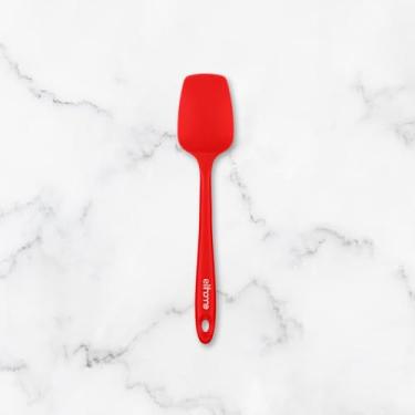Imagem de Elihome Mini colher de silicone Peanuts – Espátula raspadora de silicone antiaderente resistente ao calor para misturar, servir, raspar, mexer e muito mais, 21 cm, vermelha (vermelha)