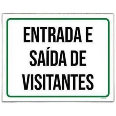 Imagem de Kit 3 Placas Sinalização Entrada E Saída De Visitantes - Sinalizo