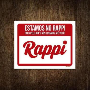 Imagem de Placa Restaurante Lanchonete Estamos No Rappi 27X35 - Sinalizo.Com