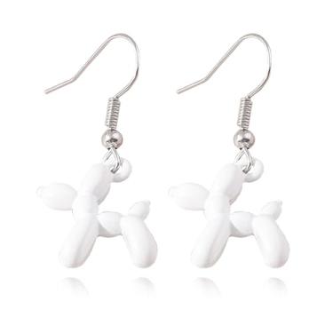 Imagem de XYAYOU Brincos com pingente de balão para mulheres, fofo, kawaii, 3D, realista, cachorrinho, animal, resina, poodle, brincos divertidos, peculiares, fofos, joias, berloques, acessórios de patry