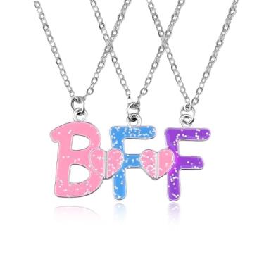 Imagem de Ancnoz Colar Amizade BFF para 3 melhores amigas, presente de aniversário para mulheres, colares de melhor amiga combinando com pingente de coração para melhores amigas, presentes de formatura de Natal