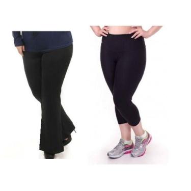 Imagem de Kit Calça Bailarina + Corsário Plus Size Tamanhos Especiais em Suplex 