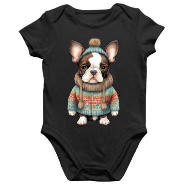 Imagem de Body Bebê Algodão Cachorro Bulldog Francês Natalino - Foca na Moda, Pr