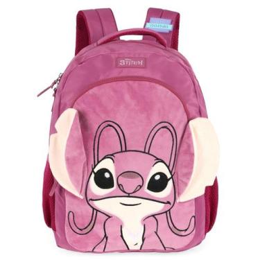Imagem de Mochila de Costas Escolar Juvenil Peluciada Stitch - Luxcel, Rosa