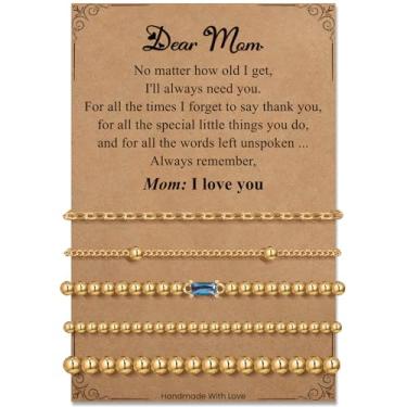 Imagem de Pulseiras de elos de ouro presentes para mulheres: pulseira empilhável banhada a ouro 14K na moda fina delicada elos cubanos conjuntos de joias presentes para mulheres amigas mãe filha irmã, 6.7