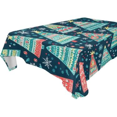 Imagem de Blueangle Toalha de mesa de árvore de Natal – Toalha de mesa retangular de poliéster impermeável e resistente a manchas para ambientes internos e externos, 152 x 304 cm (308)