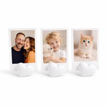 Imagem de Kit 5 Porta Fotos Polaroid Coração SOMENTE para Instax Mini Retrato Foto Album Moldura Polaroide Minimalista (Kit com 20 Branco)