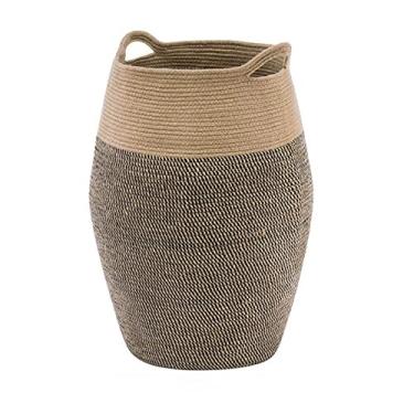 Imagem de Cestas de armazenamento de tecido de corda organizador doméstico brinquedos de barriga grande cesto de roupas sujas dobrável (cor: A)