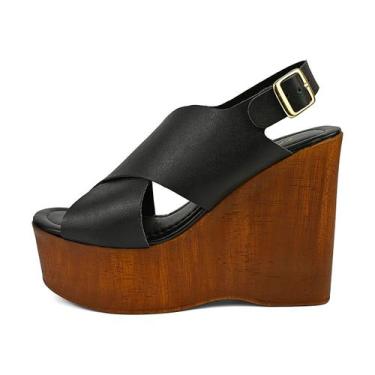 Imagem de Ana Bela Sandália Feminina Plataforma Moderna Praiana Amadeirado Macia