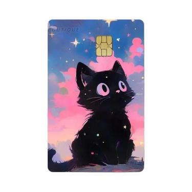 Imagem de Adesivo De Filme PVC De Gato Preto Para Cartão De Débito E Crédito Com