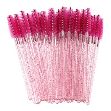 Imagem de 50 varinhas de rímel descartáveis, pincel de sobrancelha de cristal para extensões de cílios, cílios e pincel de maquiagem