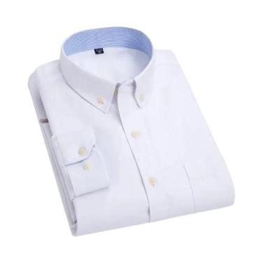 Imagem de Camisa Oxford Masculina Slim Fit De Manga Longa, Algodão De Alta Quali