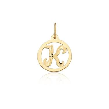Imagem de Pingente Medalha Letra K Ouro 18k Puro - MAEHLER Arte Em Joias, Dourad