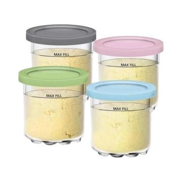 Imagem de Conjunto De 4 Potes De Sorvete Creami Com Tampas Compatíveis Com Ninja
