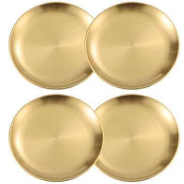 Imagem de Bandeja decorativa de aço inoxidável, organizador de cosméticos para banheiro, bandeja de servir, armazenamento pequeno