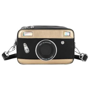 Imagem de Bolsa de mão vintage para gravador de rádio, alça de metal, alça de metal, bolsa de ombro pequena, B-camera preto dourado, Bolsa clutch transversal