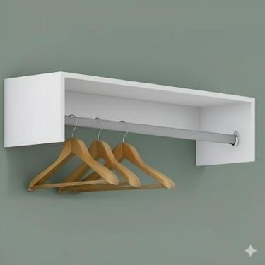 Imagem de Cabideiro de parede arara suporte prateleira decoração loja expositor 