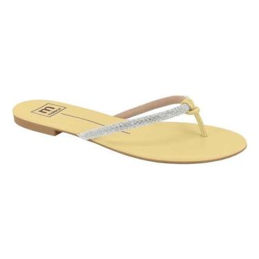 Imagem de Chinelo Moleca Feminino Rasteirinha Strass Casual 5557.103 (Amarelo, BR, Adulto, Numérico, 36)