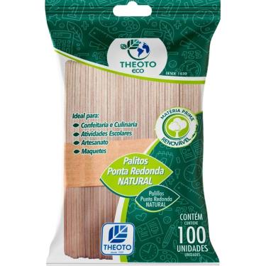 Imagem de Palito de Madeira P/Sorvete 100Unidades Ponta Redonda Theoto