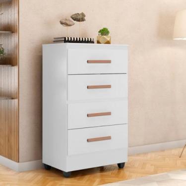 Imagem de Cômoda 4 Gavetas com Pés Lite Móveis Leão, Branco
