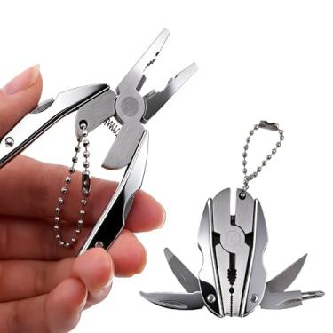 Imagem de Mini alicate multiferramenta de aço inoxidável, conjunto de mini chaveiros, conjunto compacto de alicates e chaves multiuso, multifuncional tudo em um, decapadores de fios, chave de fenda Phillips
