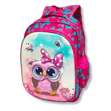 Imagem de Mochila Infantil de Coruja em Relevo Escolar Passeio Viagem - Tings