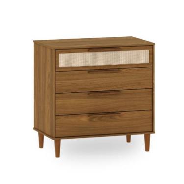Imagem de Cômoda com Palhinha Natural 4 gavetas Paglia  Nogueira - Quater
