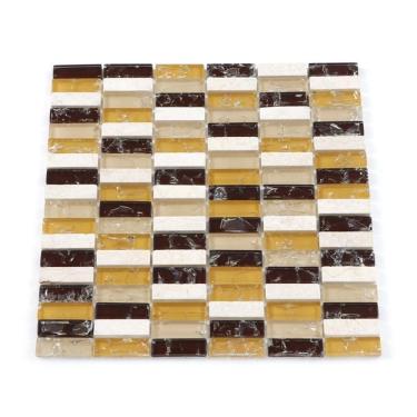 Imagem de Pastilha De Vidro Com Pedras Naturais Gs104-B Bege 15X48X8Mm