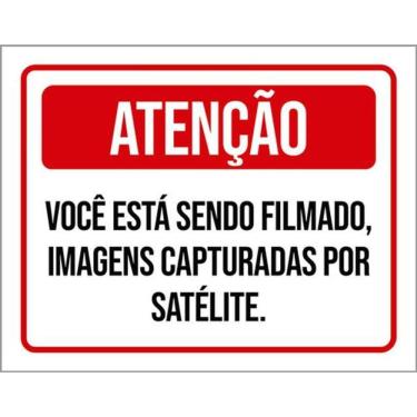 Imagem de Kit 5 Placas Atenção Você Filmado Imagens Capturadas 36X46