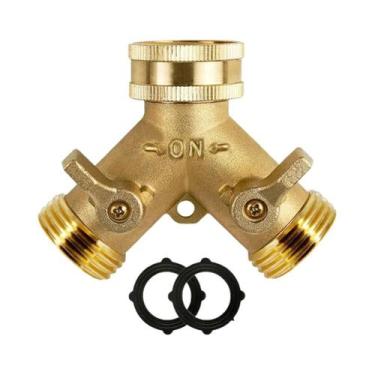 Imagem de Conector Divisor De Água Para Jardim Em Latão De 3/4 Polegadas Com 2 S
