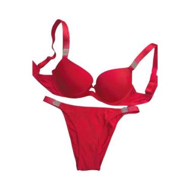 Imagem de Conjunto De Lingerie Sexy Com Strass Para Mulheres, Bralette, Tanga, C