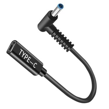 Imagem de Cabo 100W 4,5 x 3,0 mm para USB C, macho para DC fêmea 12 V 19 V 20 V, adaptador USB C para 4,5 x 3,0 mm feito para HP Elitebook Probook Spectre Chromebook Stream Envy Laptop Series