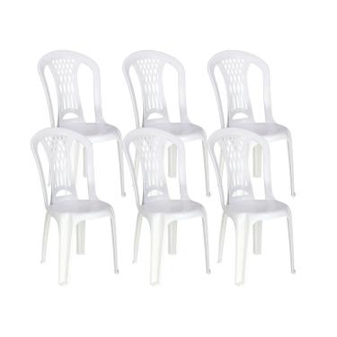 Imagem de Kit 6 Cadeiras De Plástico Sem Braço Laguna Tramontina Basic Branco