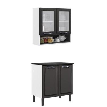 Imagem de Paneleiro Itatiaia Em Aço Grafite 4 Portas 2 Vidros 1 Nicho New Premium