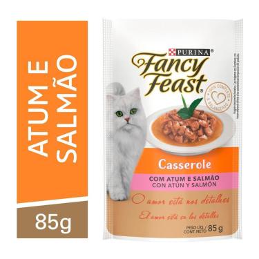 Imagem de Ração Úmida Casserole Gatos Adultos Atum e Salmão 85g Fancy Feast