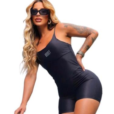 Imagem de Macaquinho de Treino Glow Fitness Academia Boot Training Brasil, Preto