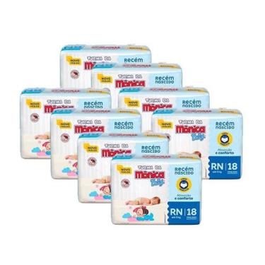 Imagem de Fralda Turma da Mônica Jumbinho Tamanho Recém Nascido 8 Pacotes com 18