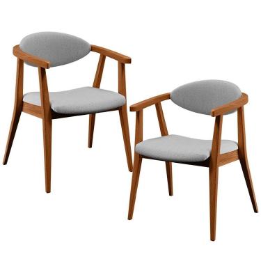 Imagem de Kit 02 Poltronas Para Sala De Estar Cecília B04 Linho Cinza