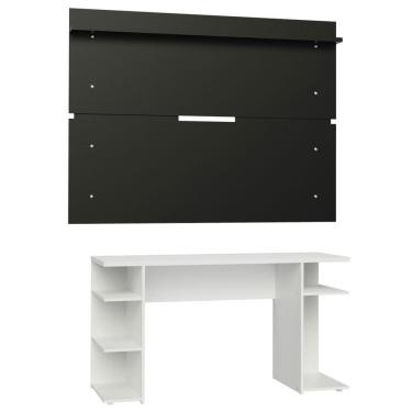 Imagem de Mesa Gamer e Painel para TV até 65" Branco e Preto Madesa