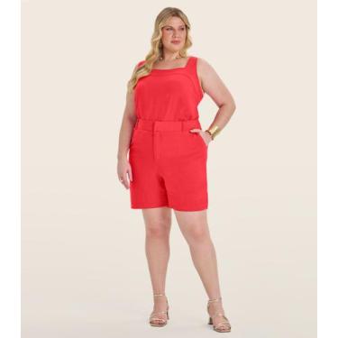 Imagem de Shorts Feminino Plus Size em Linho Secret Glam Laranja, Plus G4, Laran