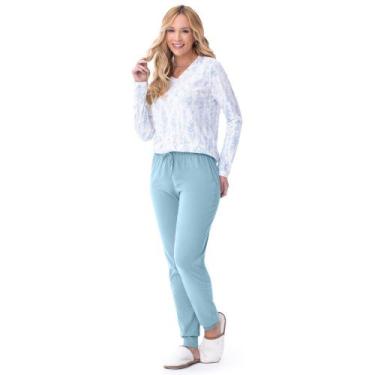 Imagem de Pijama Manga Longa em Algodão Azul com Estampa Floral - Zee Rucci, G