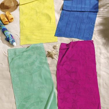 Imagem de Toalha De Praia Copacabana 420g/m² 01 Peça 1,60m X 70cm 90% Algodão | 10% Poliéster - Marina Azul