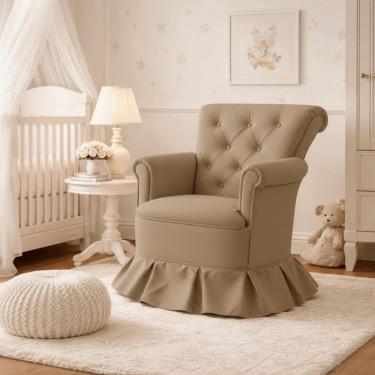 Imagem de Poltrona Amamentação Quarto Bebê Confortável Descanso Sala Leitura Suede Cor:suede Cappuccino