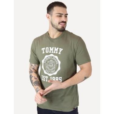 Imagem de Camiseta Tommy Jeans Masculina Oversized Varsity Badge Verde Militar-Masculino
