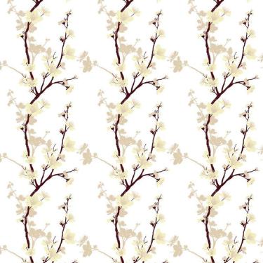 Imagem de Papel De Parede Galhos Marrom Flores Amarela Adesivo Sala