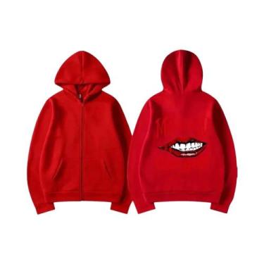 Imagem de Moletom Masculino Oversized Estilo Punk Vintage Com Zíper, Moda Da Ban