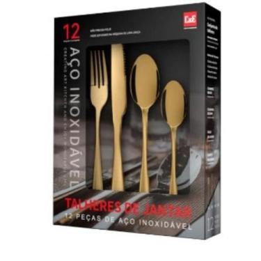 Imagem de Conjunto Talheres Luxo Dourado Inox 12 Peças - Importada