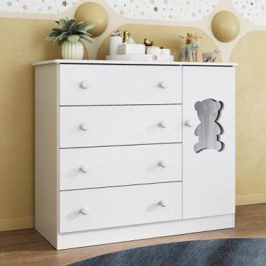 Imagem de Cômoda Infantil 95cm 1 Porta com Vidro e 4 Gavetas Teddy Multimóveis M