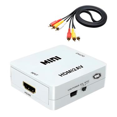 Imagem de Mini Adaptador Conversor Conector HDMI para AV RCA