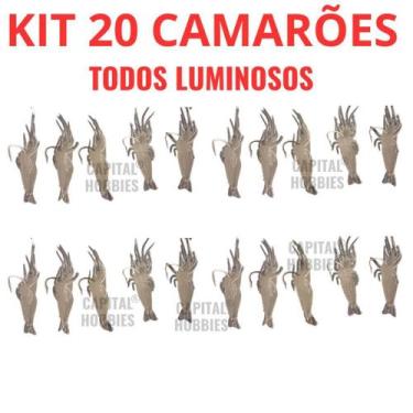 Imagem de Iscas Artificial camarão De Silicone Com Anzol Kit 40 ou 20 unidades d